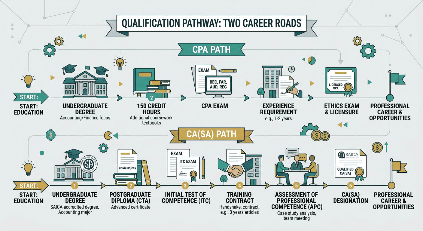 CA(SA) vs CPA: What's the Difference and Which One Does Your Startup Need? Qualification pathway