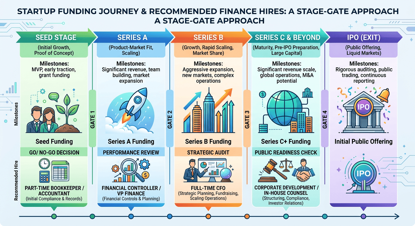 CA(SA) vs CPA: What's the Difference and Which One Does Your Startup Need? Stage-gate graphic